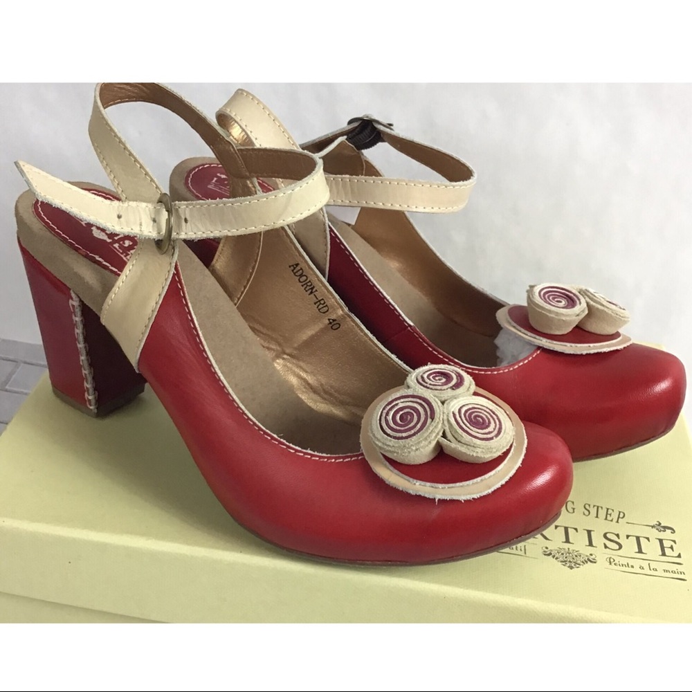 L’Artiste ADORN Red Size 9 40 Sling Back Heels with embellished toe